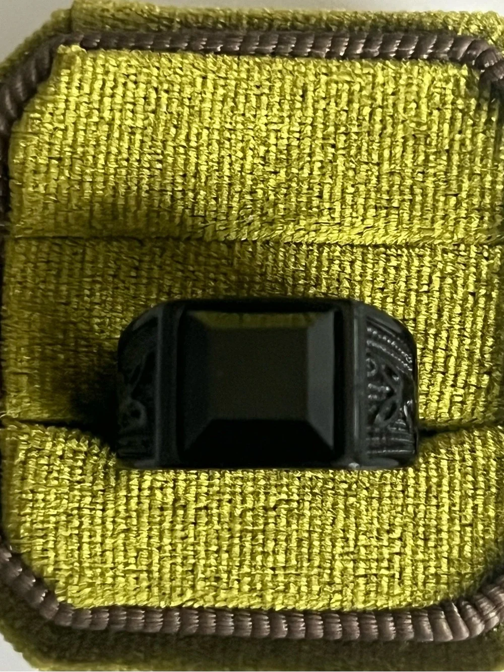 Classic Design Black Onyx Faux Gemstone Stainless Steel Ring Size 9-Unisex
